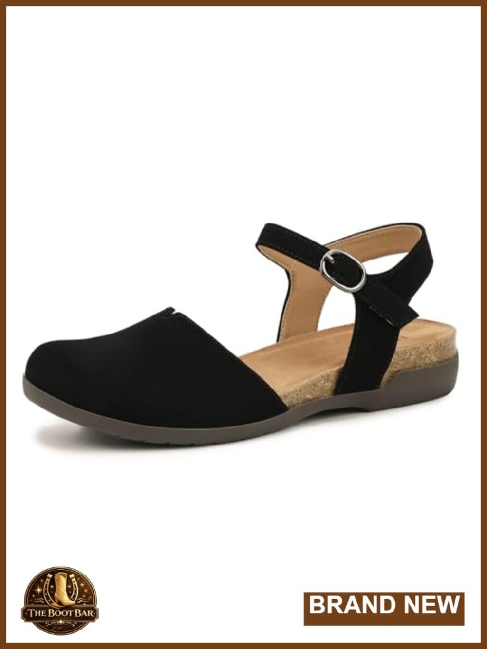 Women's Closed Toe Sandals Cork Footbed Arch Support Flat Ankle Strap